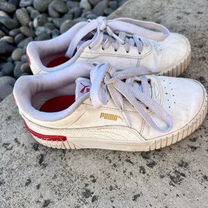 Puma Kids White and Red Sneakers